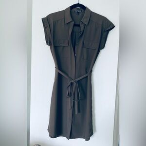 Express Dark Green Shirt Dress